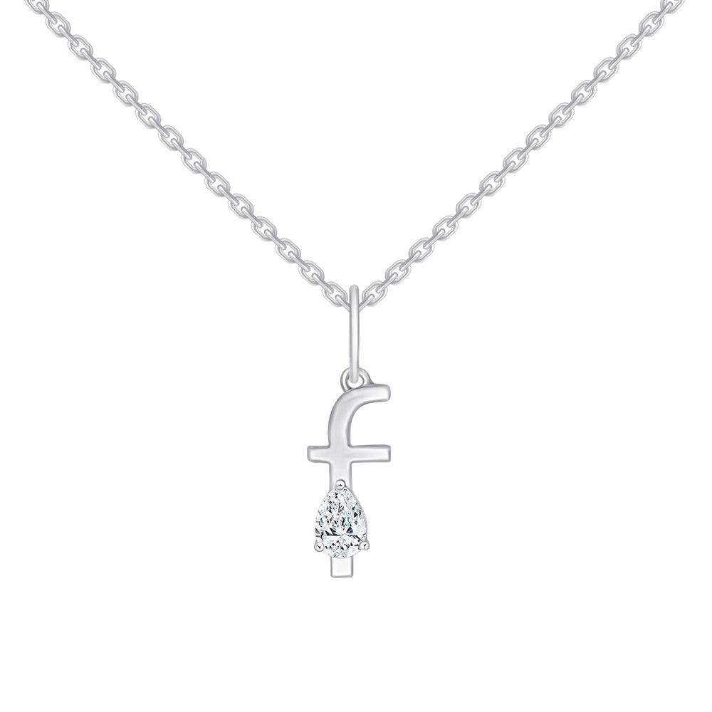 Pear Cut Initial F Pendant