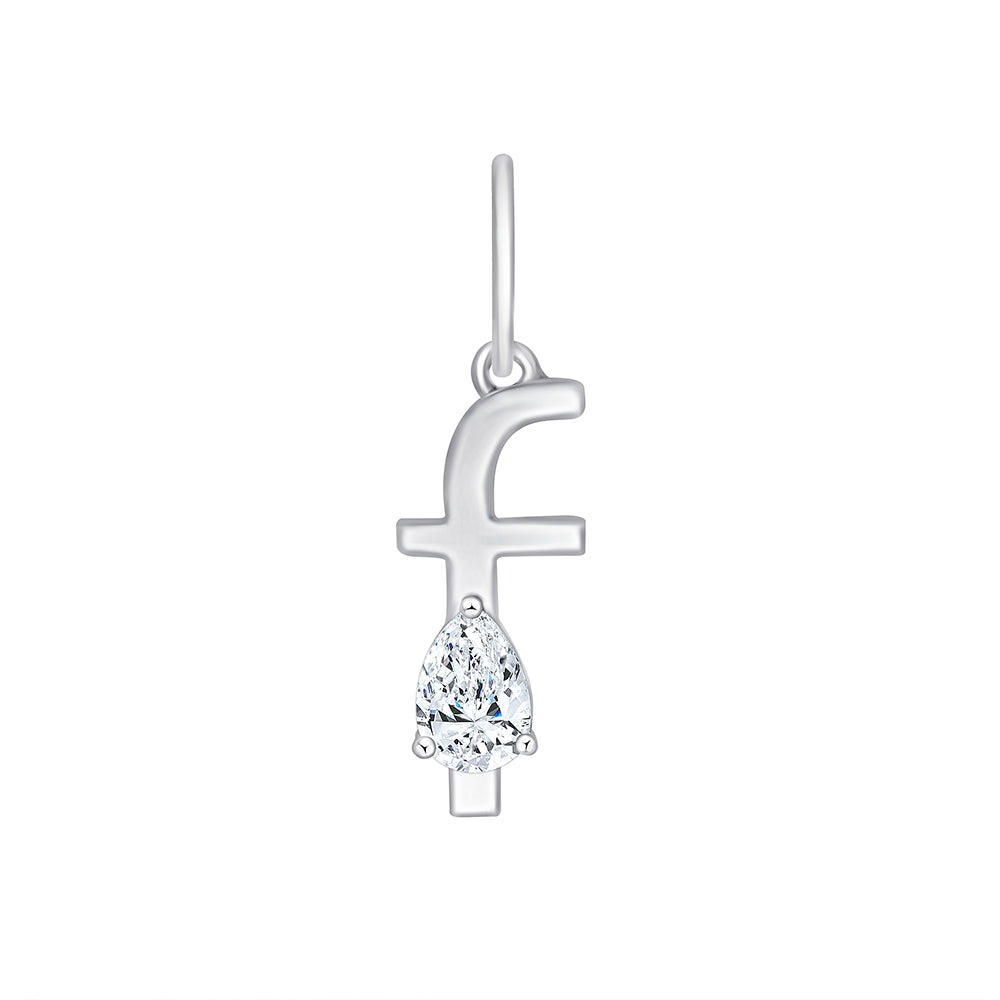 Pear Cut Initial F Pendant
