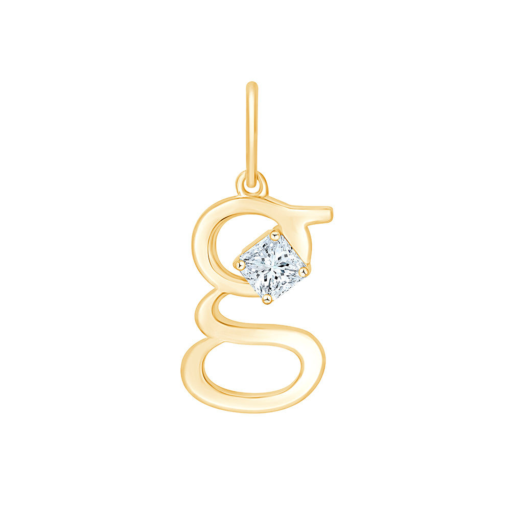 Princess Cut Initial G Pendant