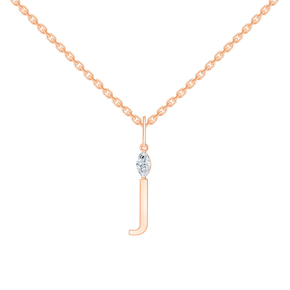 Marquise Cut Initial J Pendant