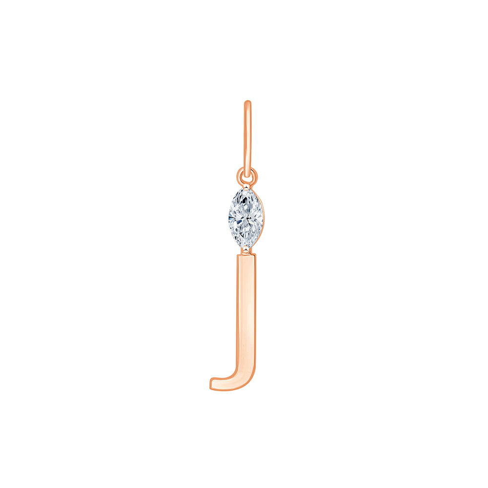 Marquise Cut Initial J Pendant