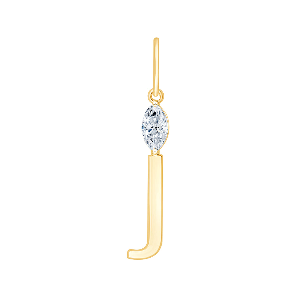 Marquise Cut Initial J Pendant