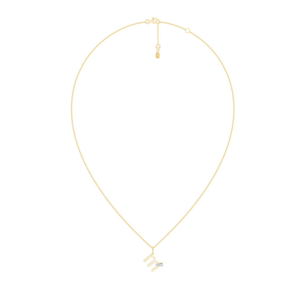 Baguette Cut Initial M Pendant