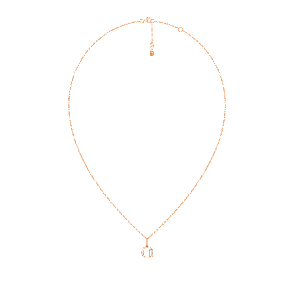 Baguette Cut Initial O Pendant