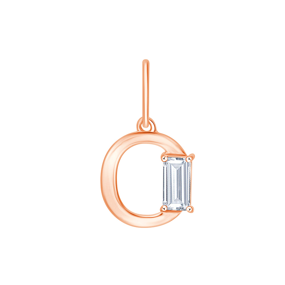 Baguette Cut Initial O Pendant