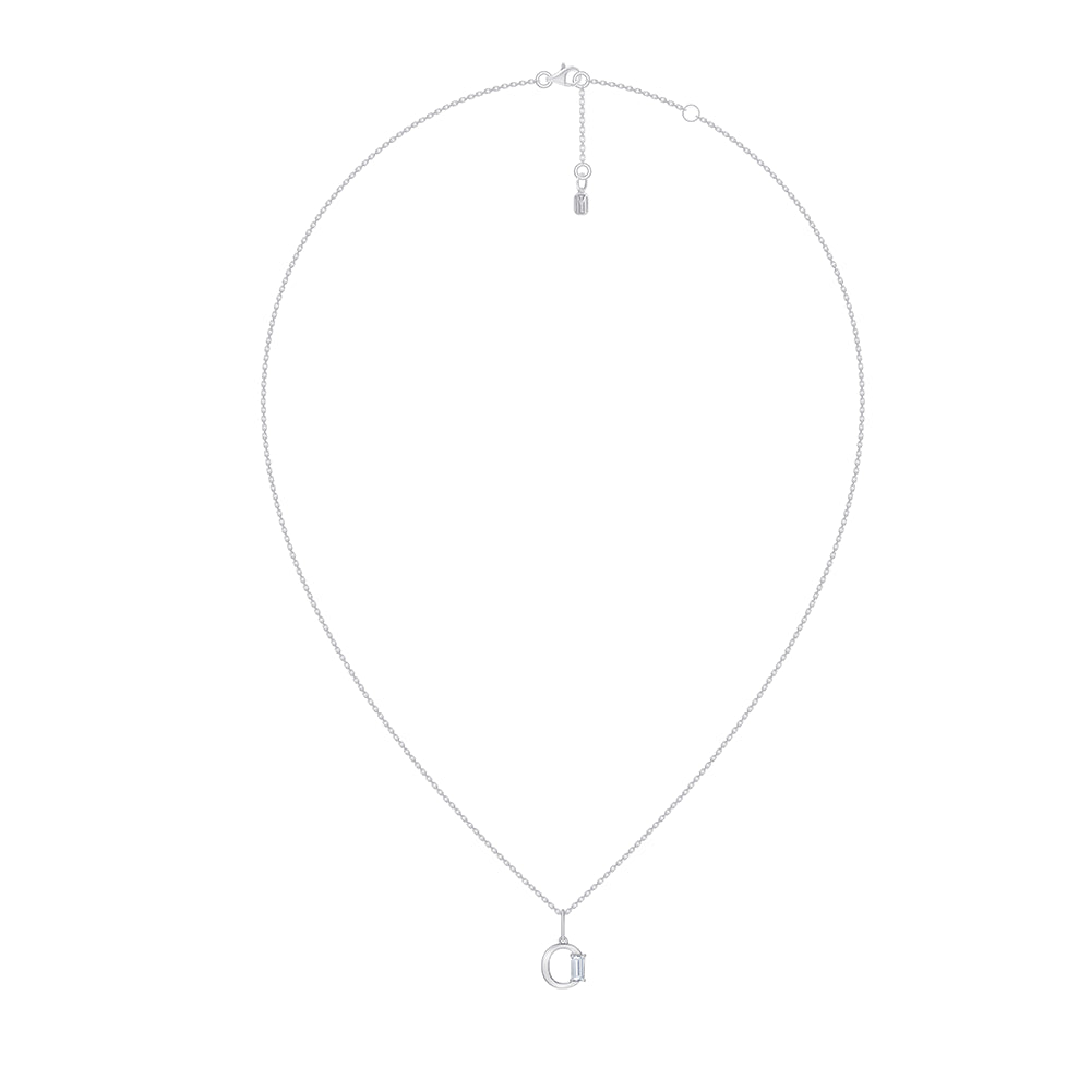 Baguette Cut Initial O Pendant
