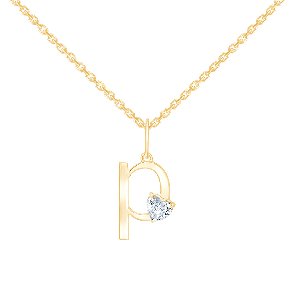 Heart Cut Initial P Pendant