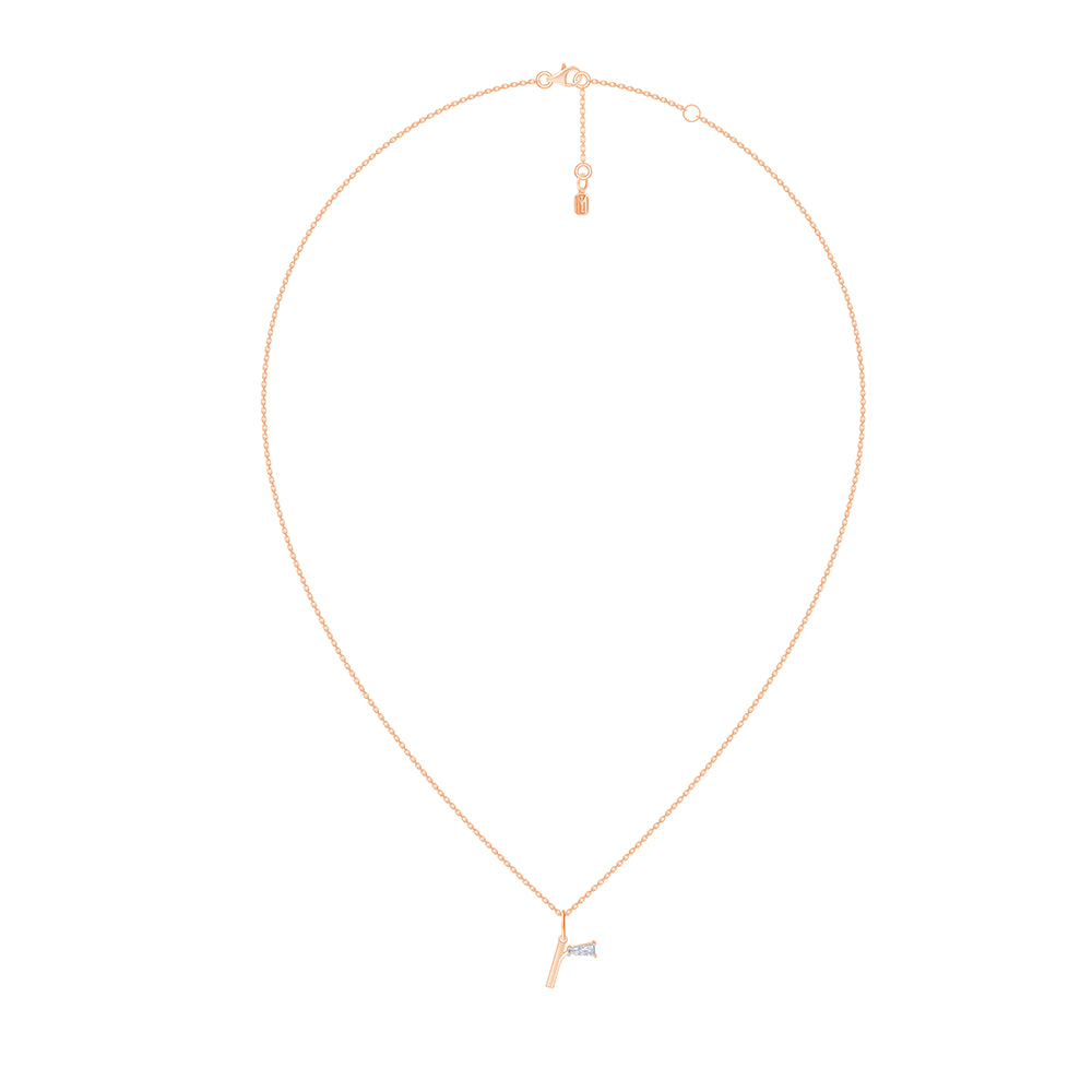 Baguette Cut Initial R Pendant