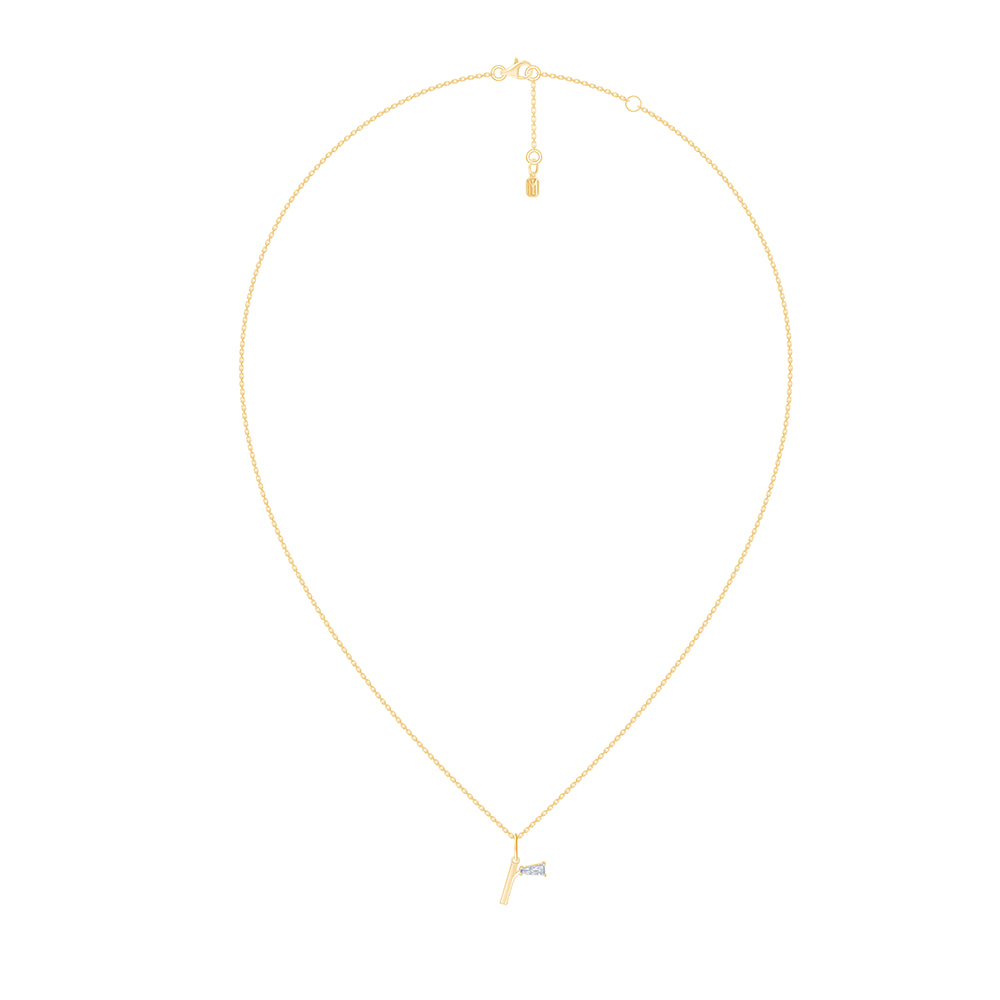 Baguette Cut Initial R Pendant