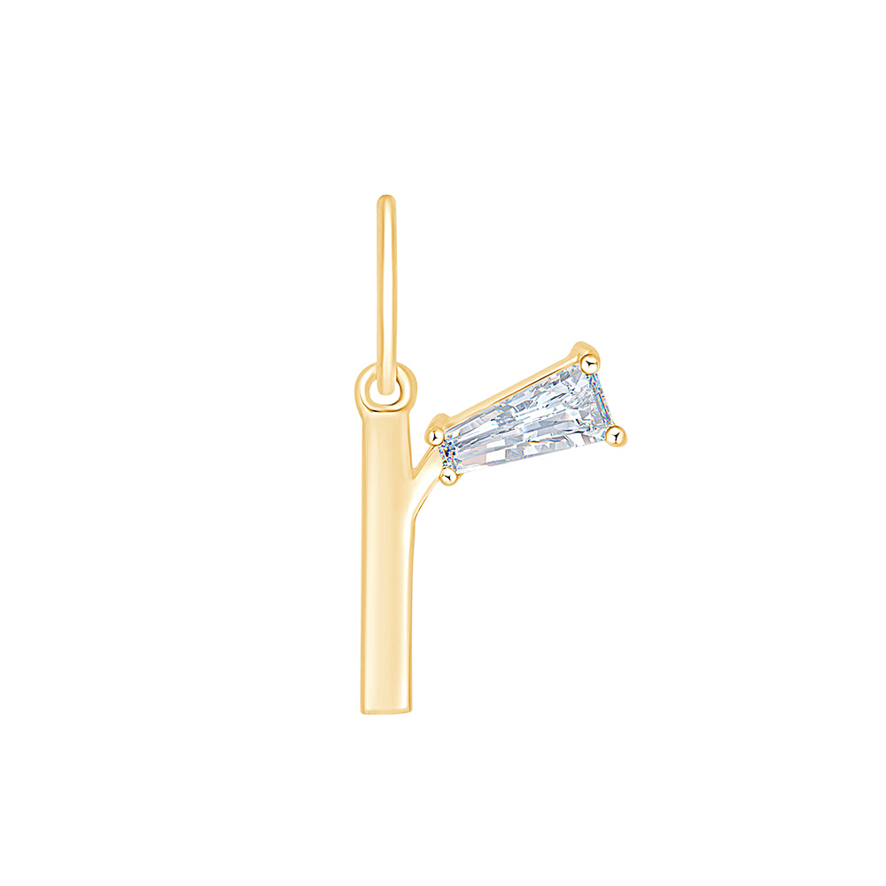 Baguette Cut Initial R Pendant
