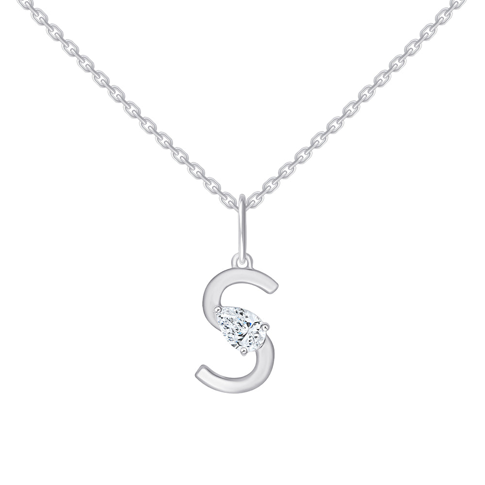 Pear Cut Initial S Pendant
