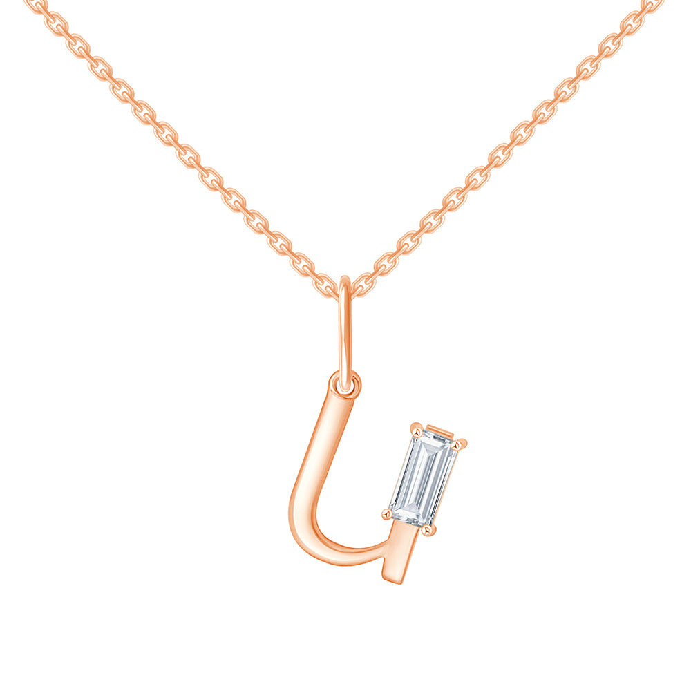 Baguette Cut Initial U Pendant