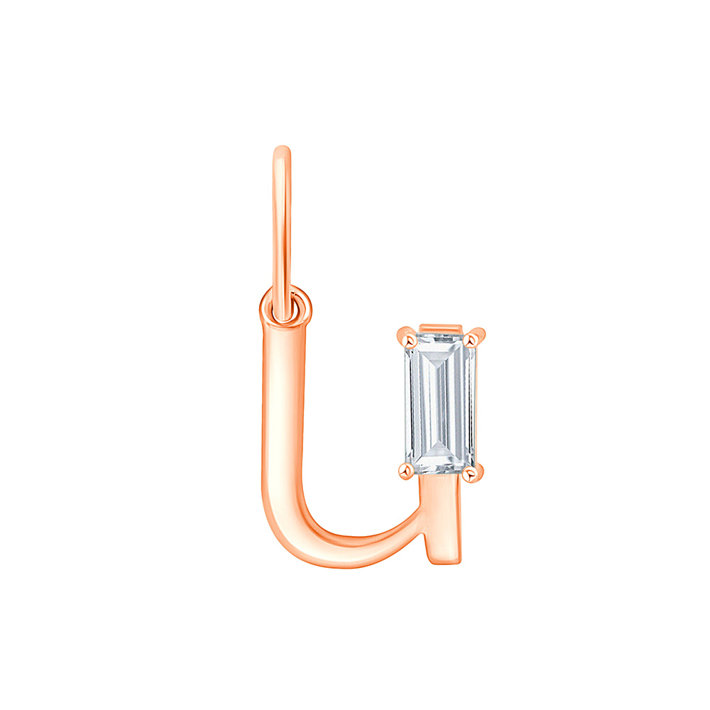 Baguette Cut Initial U Pendant