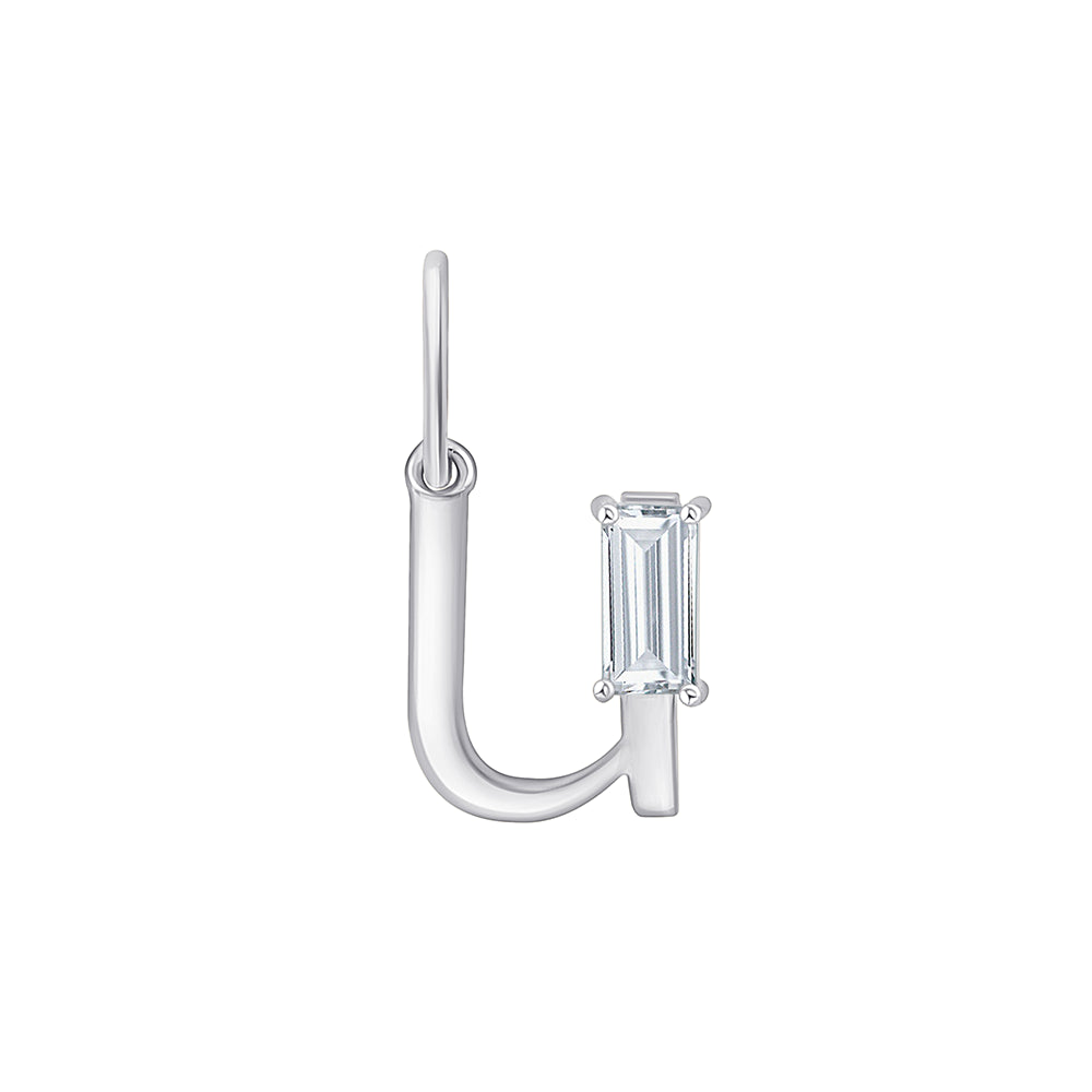 Baguette Cut Initial U Pendant