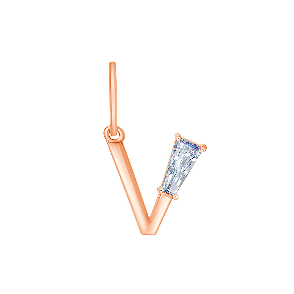 Baguette Cut Initial V Pendant