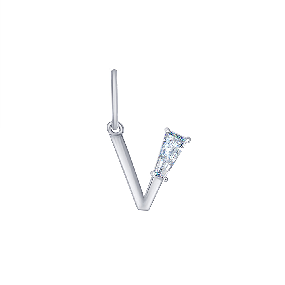 Baguette Cut Initial V Pendant