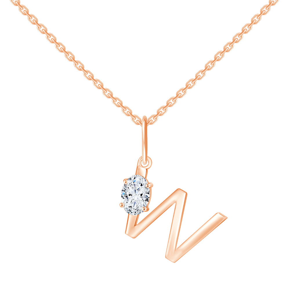 Oval Cut Initial W Pendant