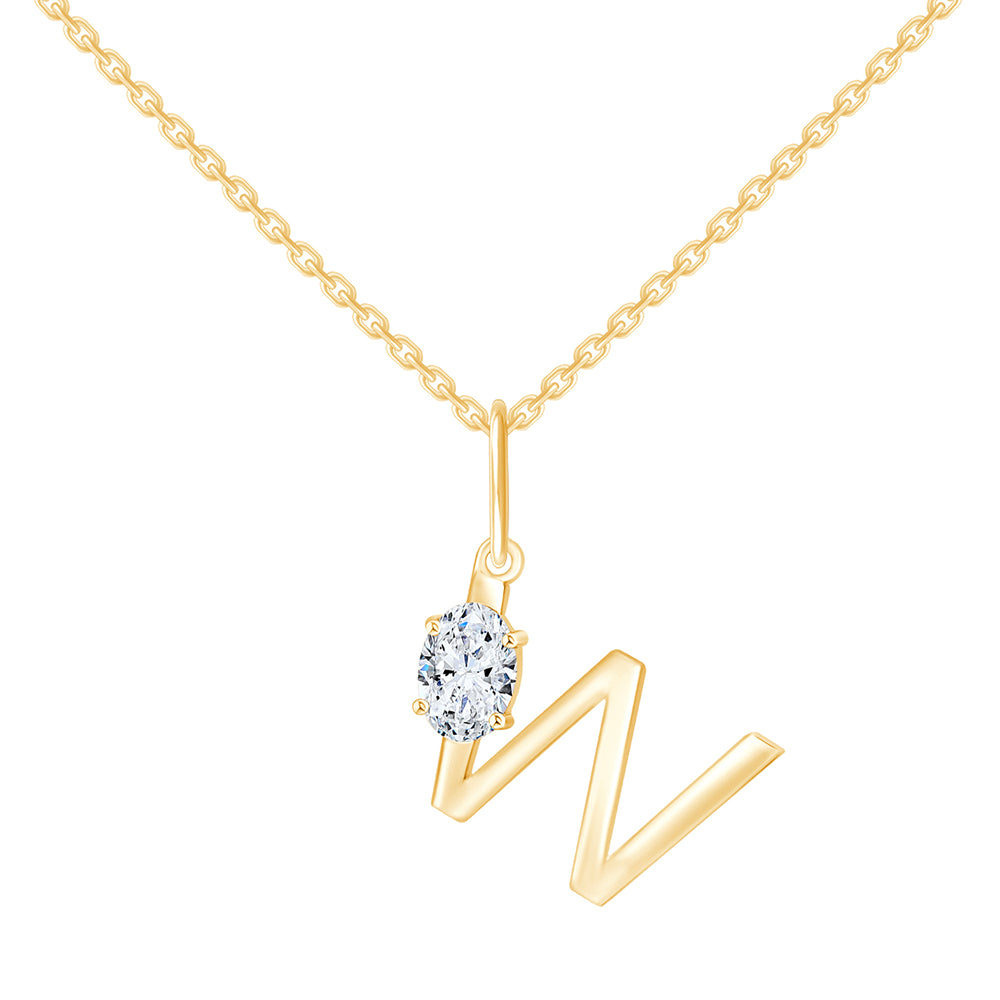 Oval Cut Initial W Pendant