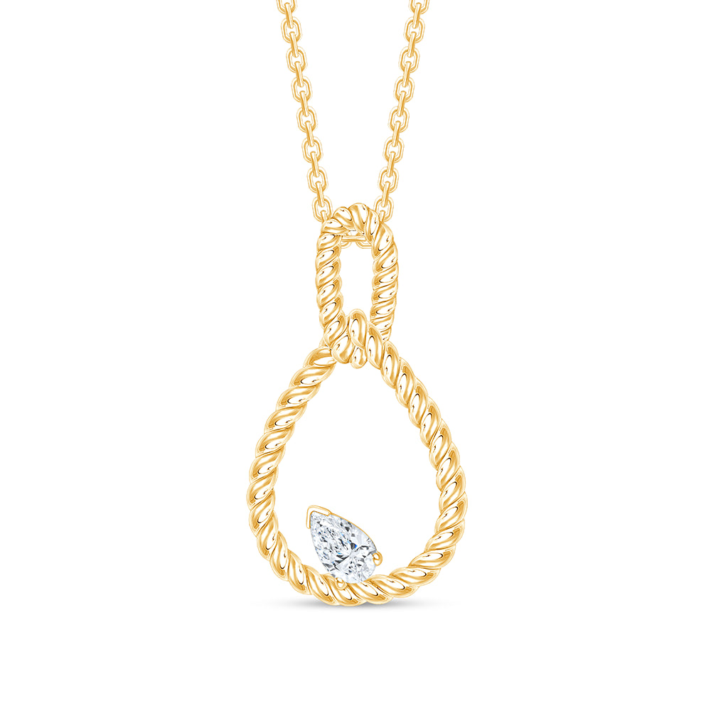 Pear Cut Rope Twist Diamond Pendant