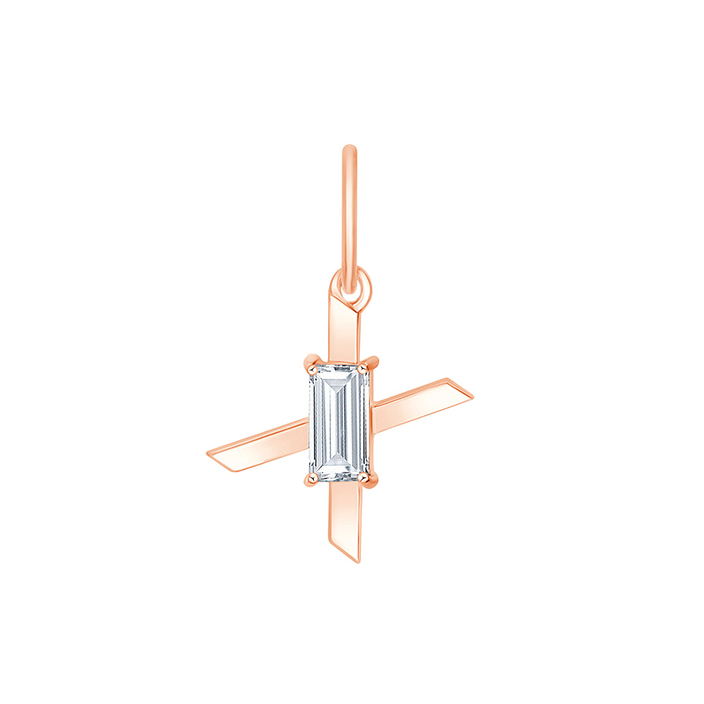 Baguette Cut Initial X Pendant