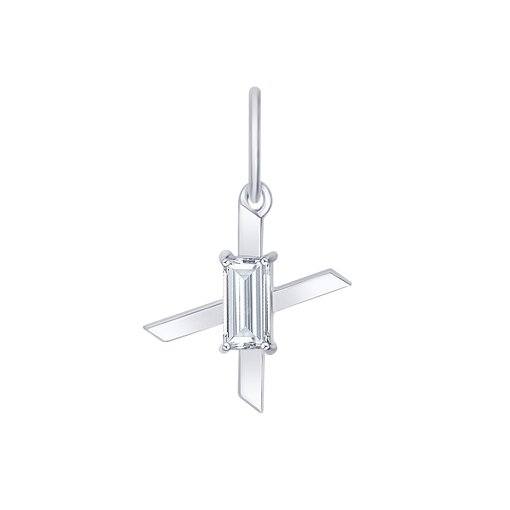 Baguette Cut Initial X Pendant