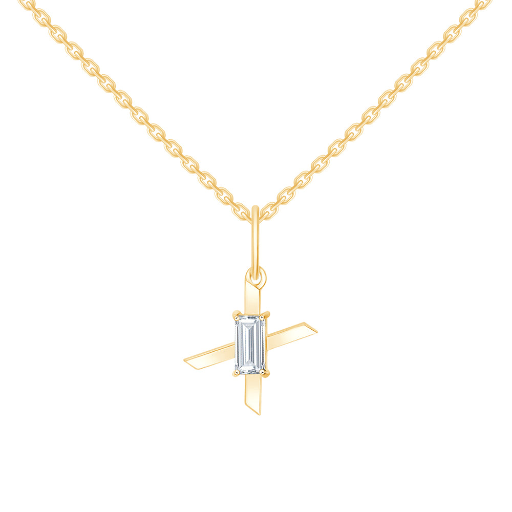 Baguette Cut Initial X Pendant