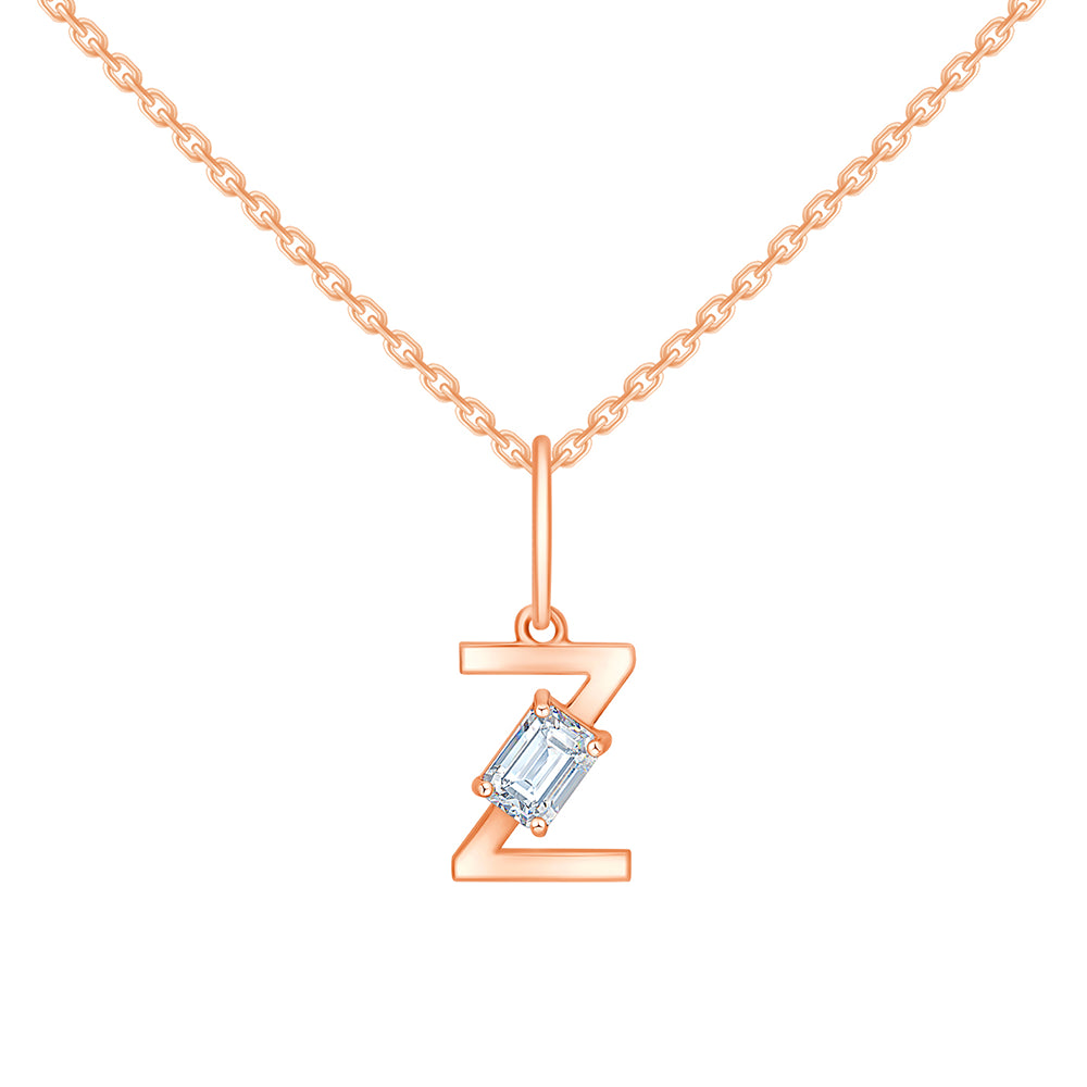 Emerald Cut Initial Z Pendant