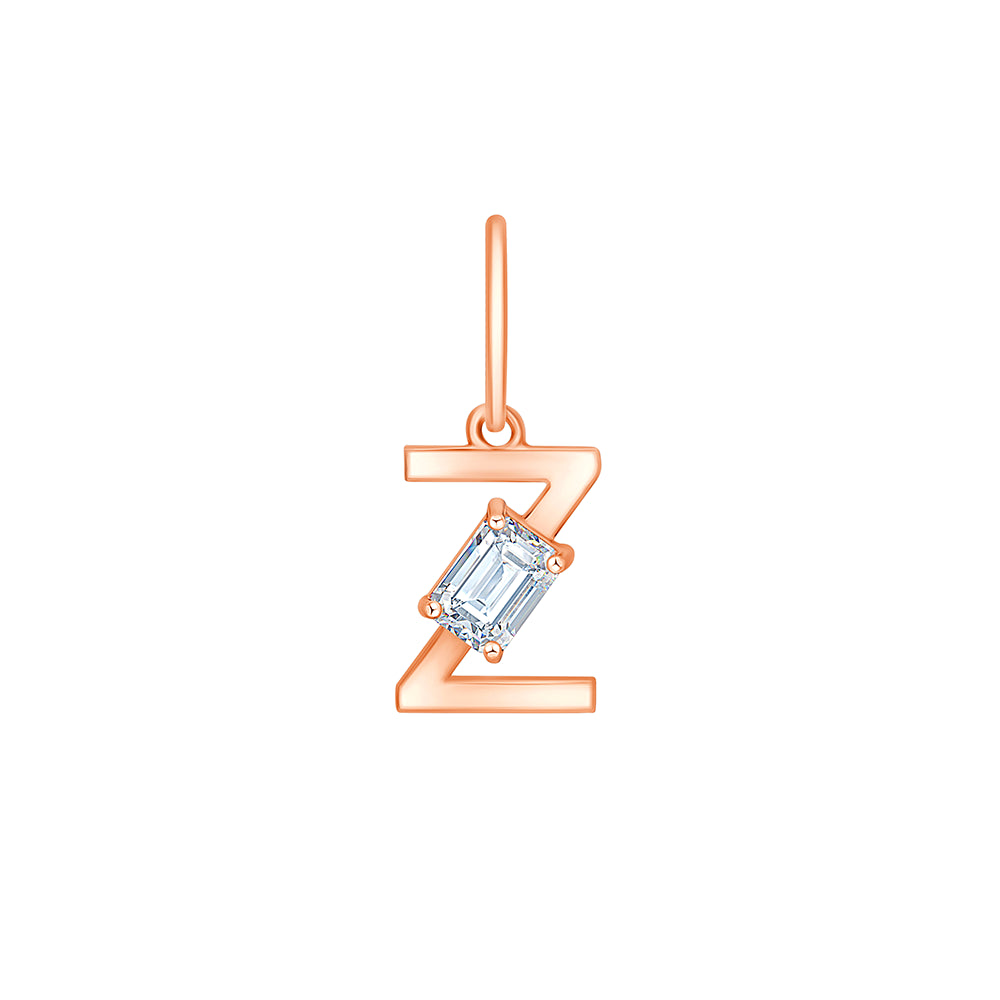 Emerald Cut Initial Z Pendant