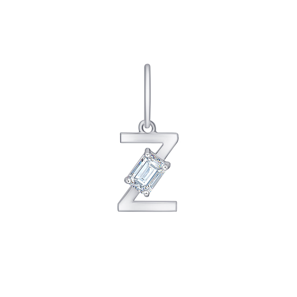 Emerald Cut Initial Z Pendant