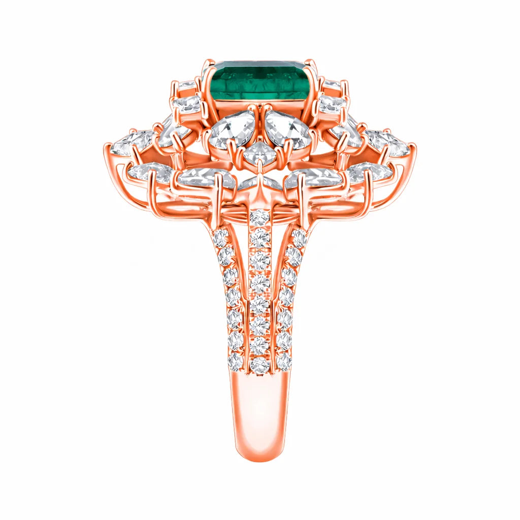 SemiPrecious Emerald Floral Ring