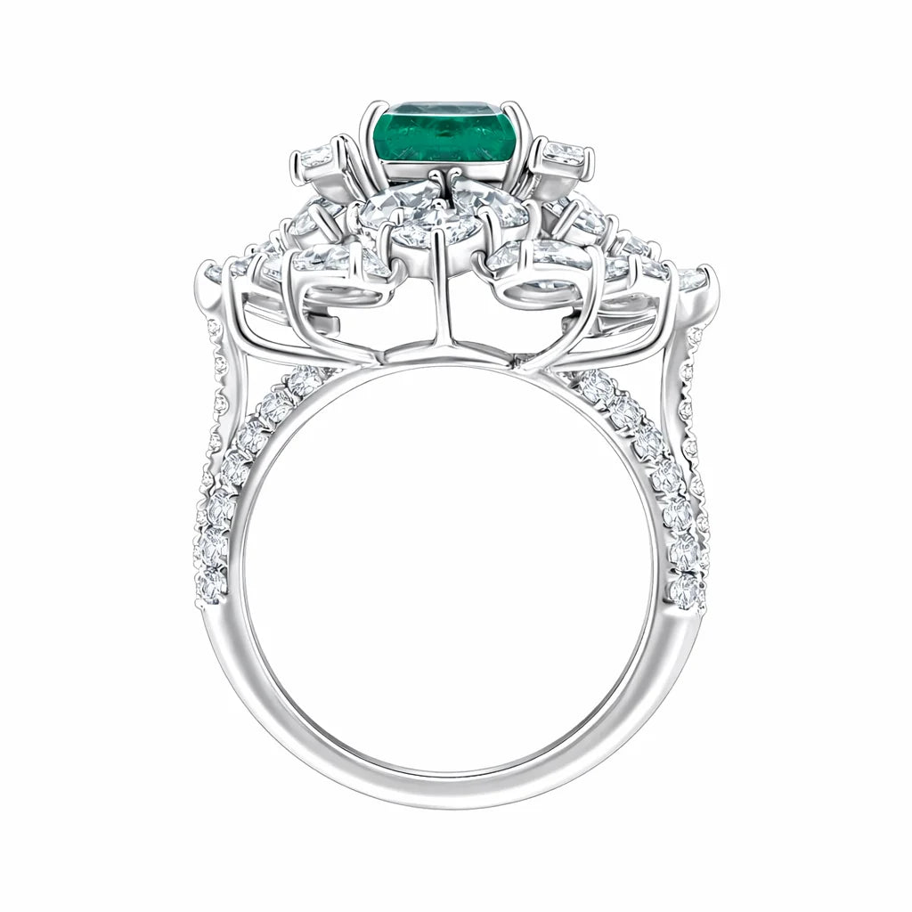 SemiPrecious Emerald Floral Ring