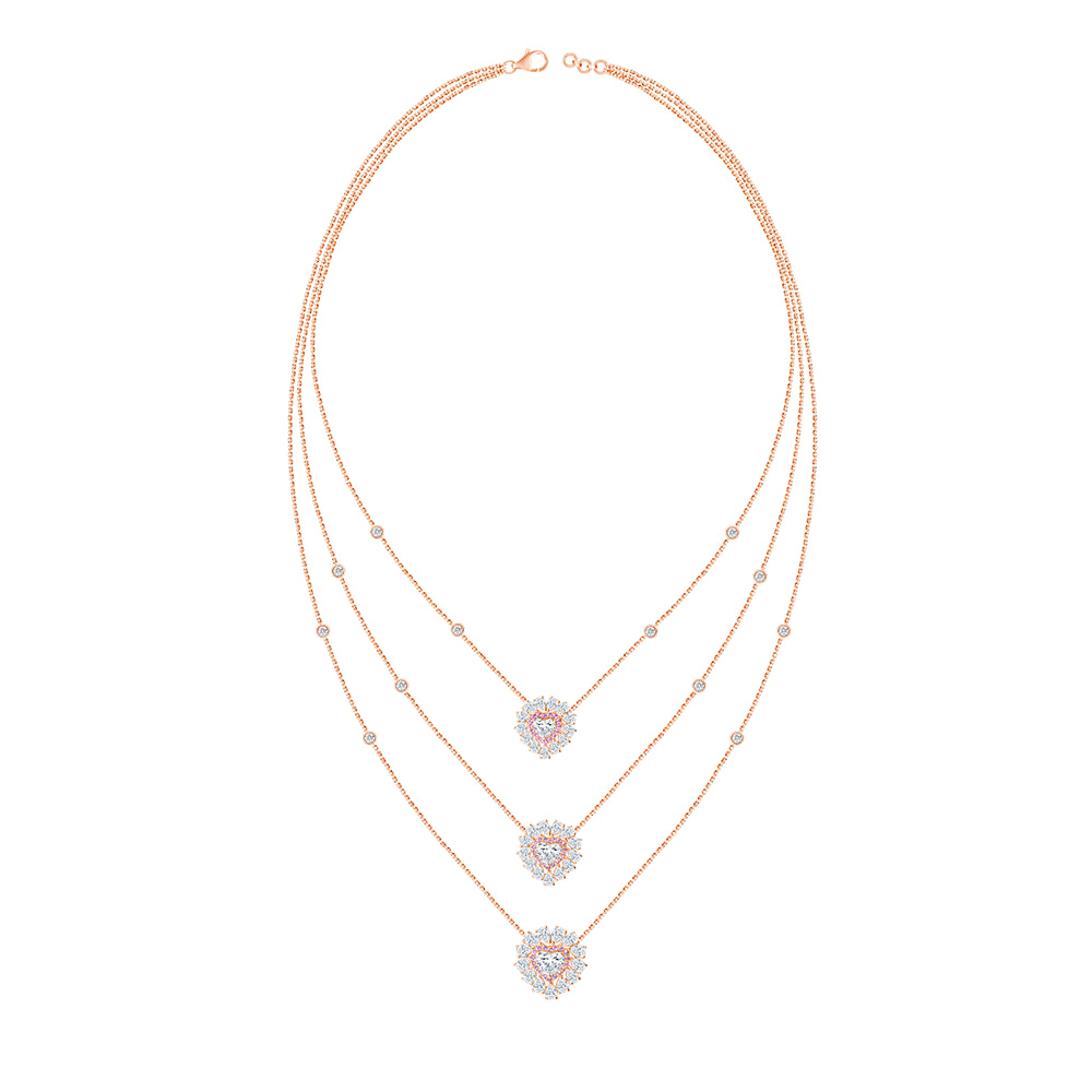 Heart Cut Double Halo Layered Necklace