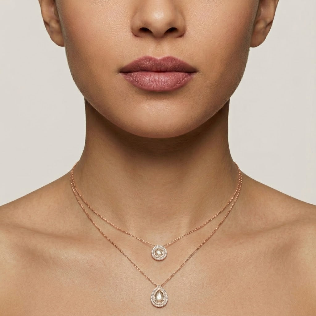 Polki Layered Double Halo Pendant