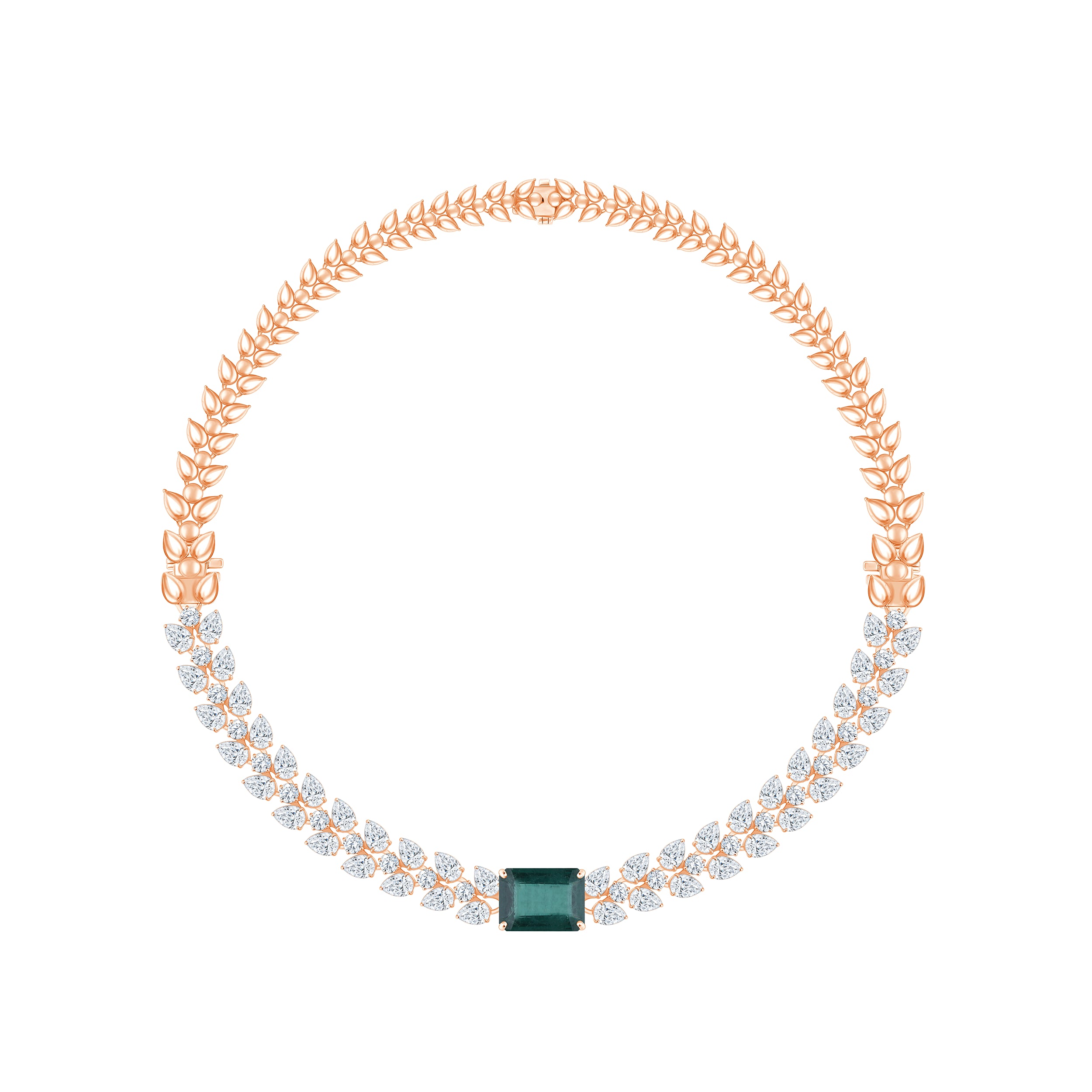 Pear Cut Vine Emerald Necklace