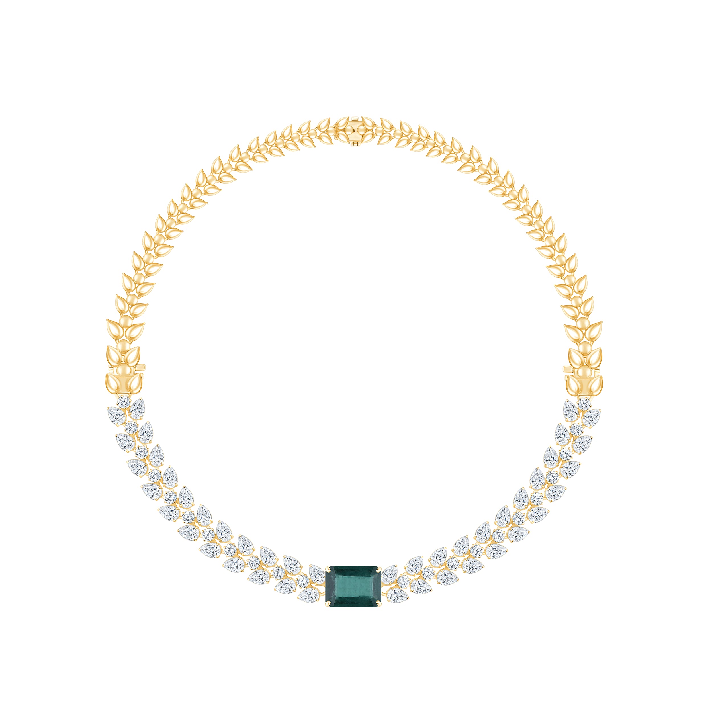 Pear Cut Vine Emerald Necklace