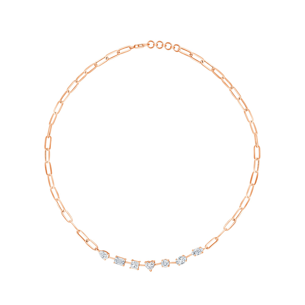 Mixed Cut Station Paperclip Necklace