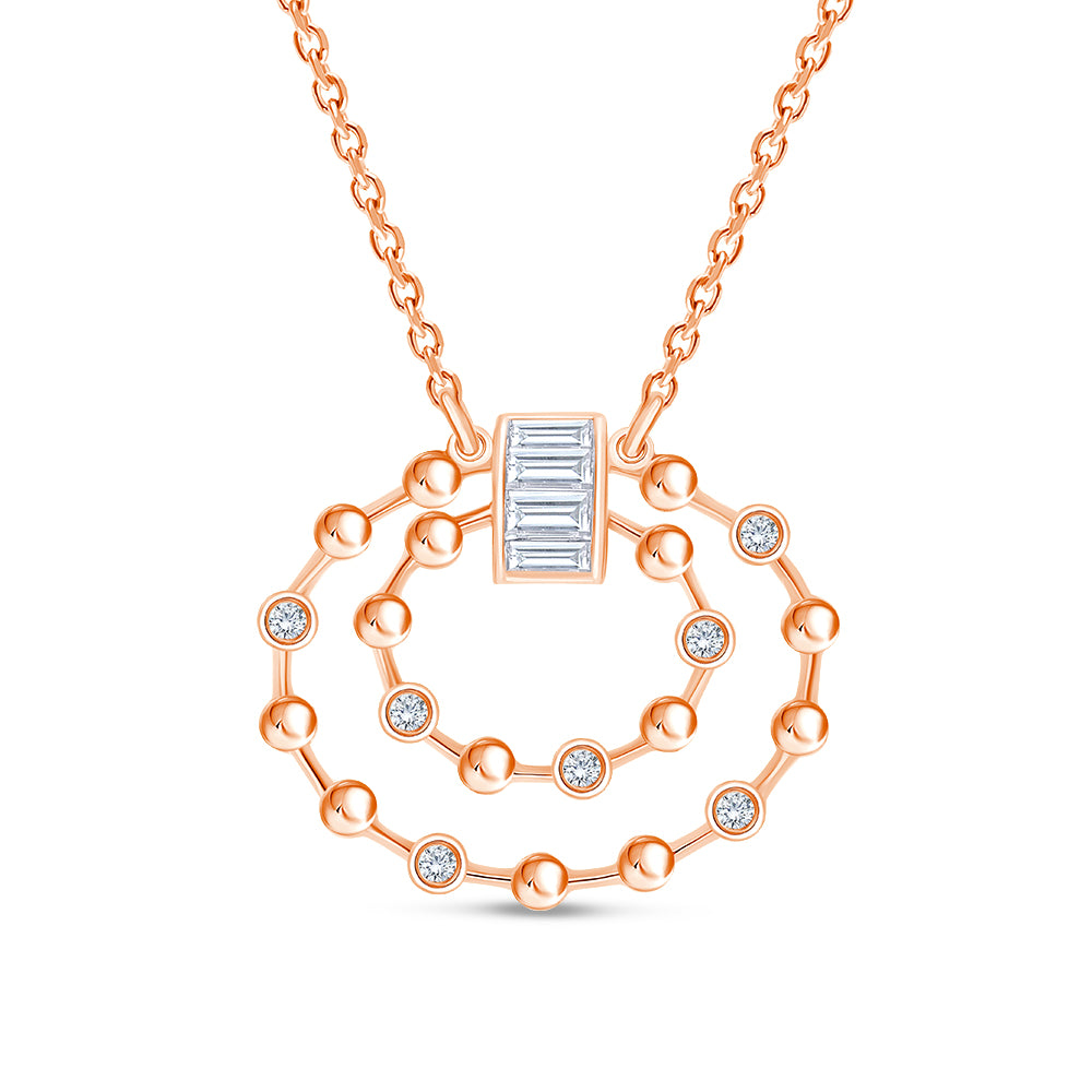 Baguette & Brilliant Cut Nested Circle Necklace