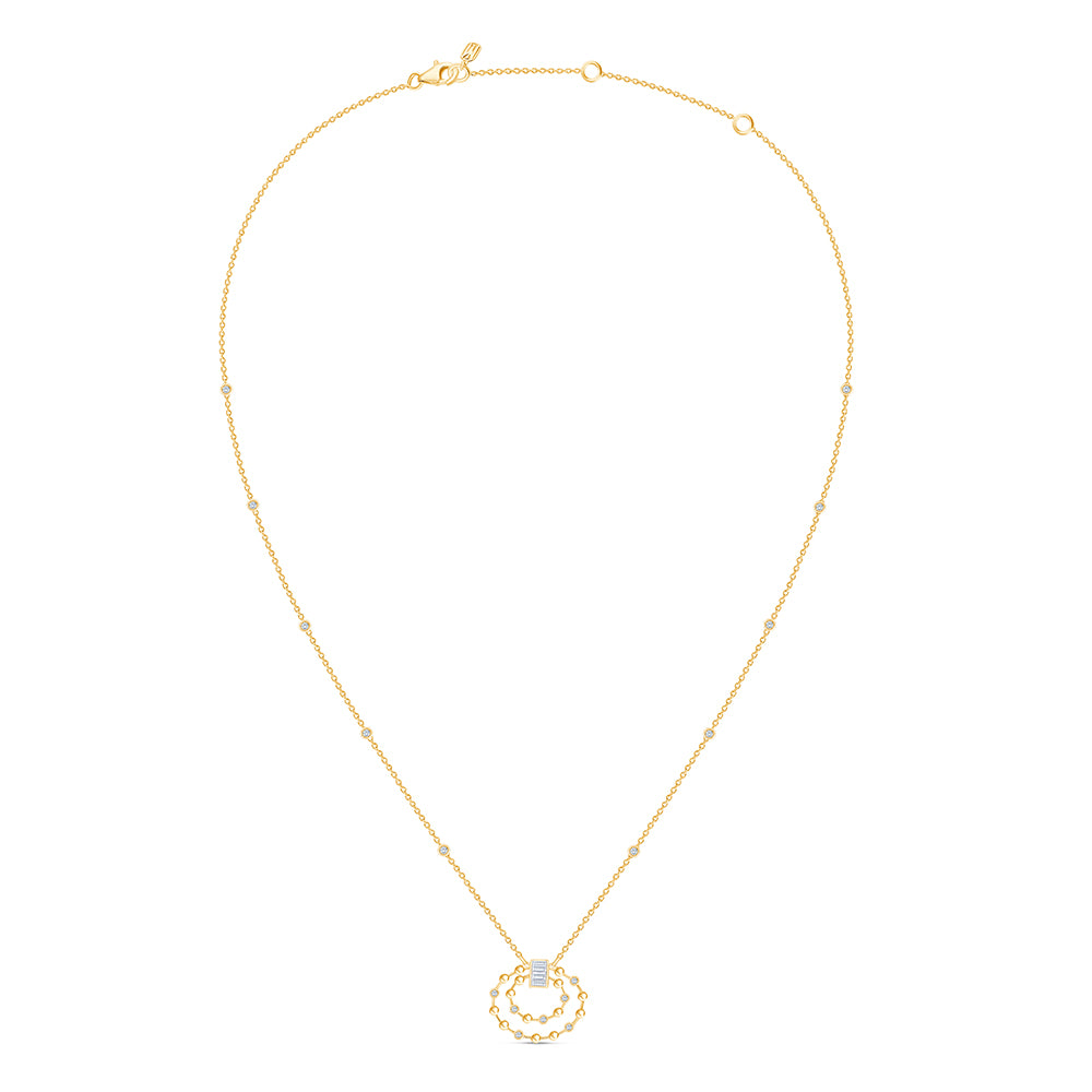 Baguette & Brilliant Cut Nested Circle Necklace