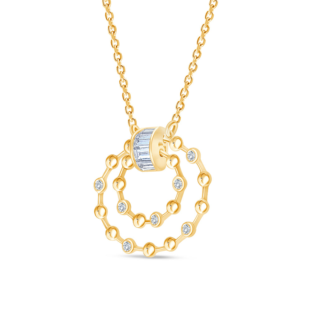 Baguette & Brilliant Cut Nested Circle Necklace