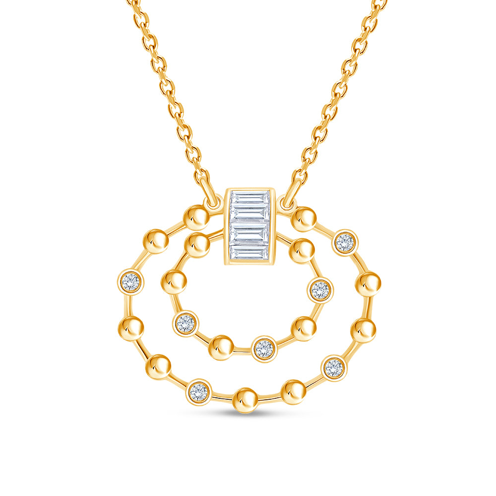 Baguette & Brilliant Cut Nested Circle Necklace