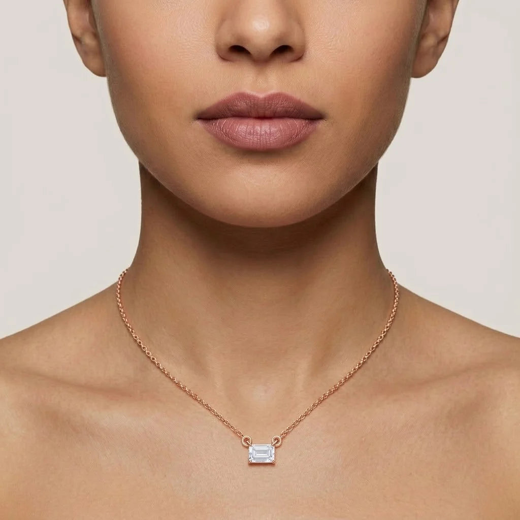 1 Carat Emerald Cut Solitaire Pendant
