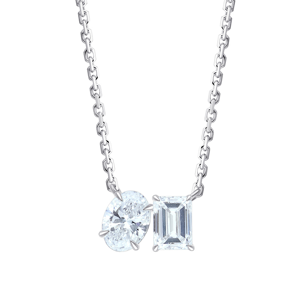 Oval Emerald Cut Toi Et Moi Pendant