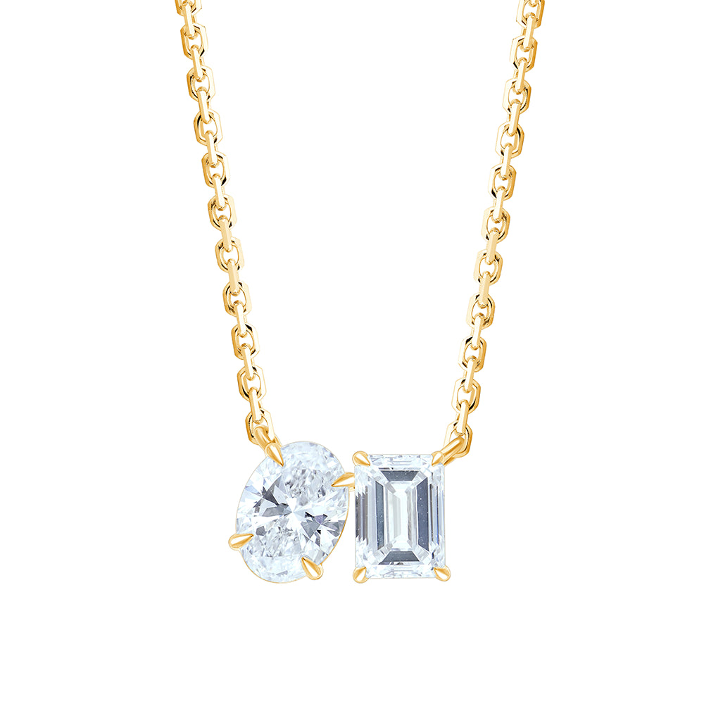 Oval Emerald Cut Toi Et Moi Pendant