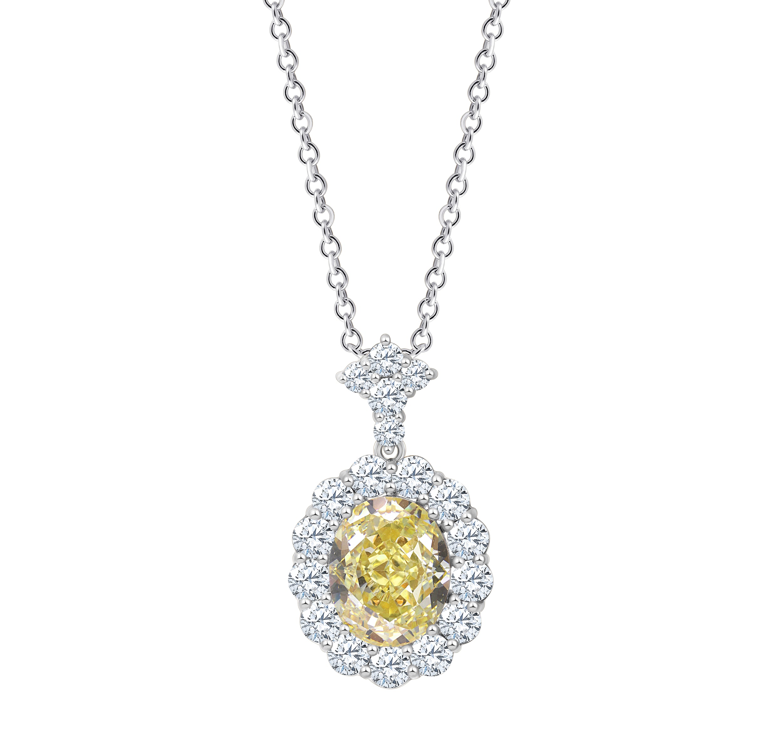 Brilliant Cut Diamond Halo with an Oval Cut Semi Precious Pendant