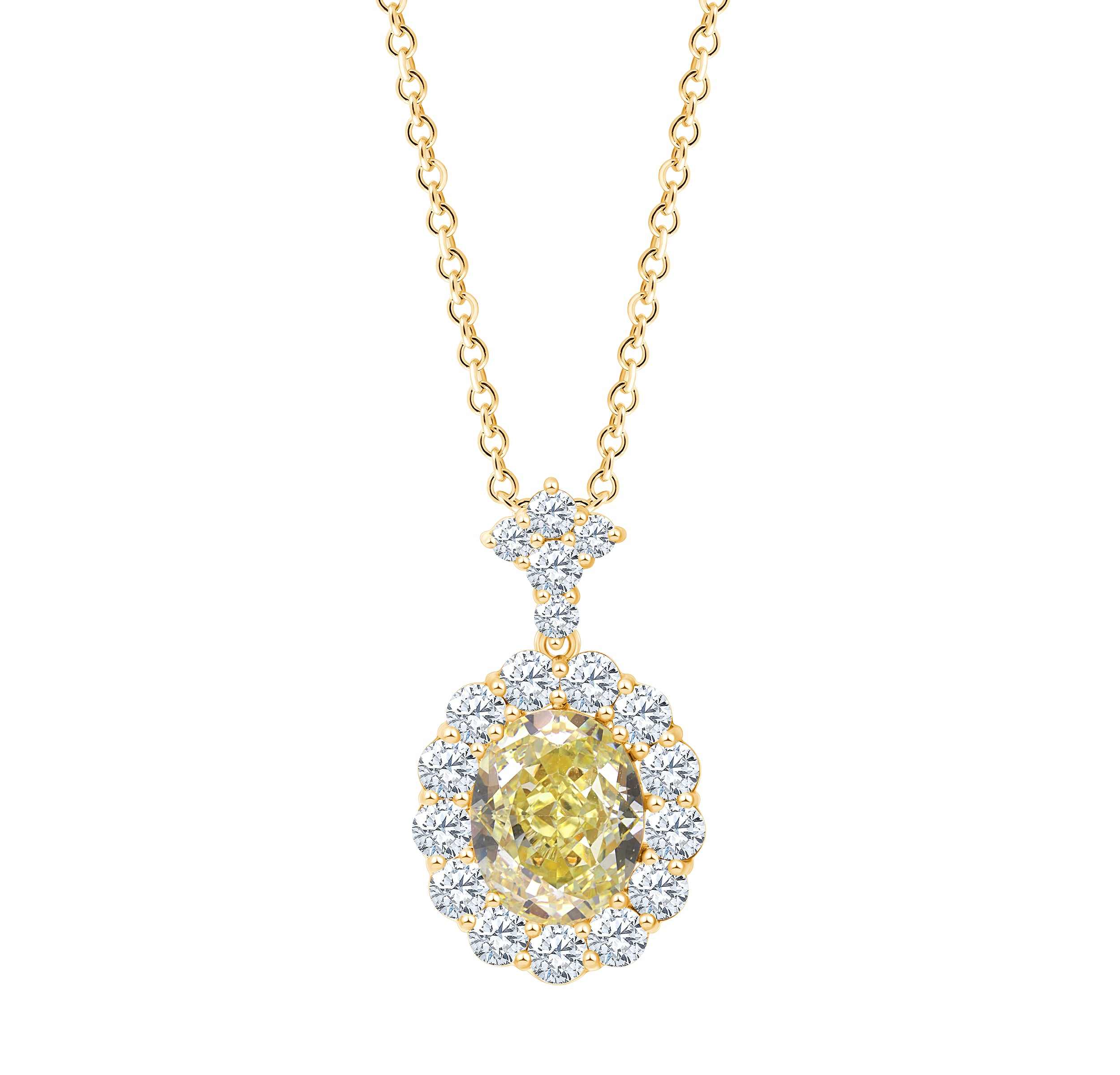 Brilliant Cut Diamond Halo with an Oval Cut Semi Precious Pendant