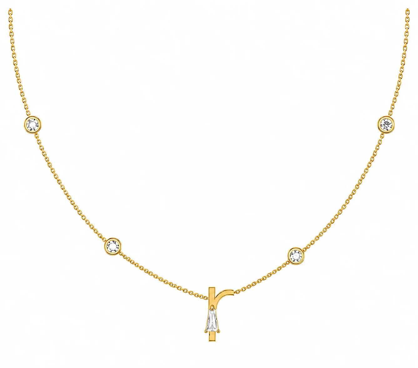 Baguette Cut Letter R Diamond Pendant