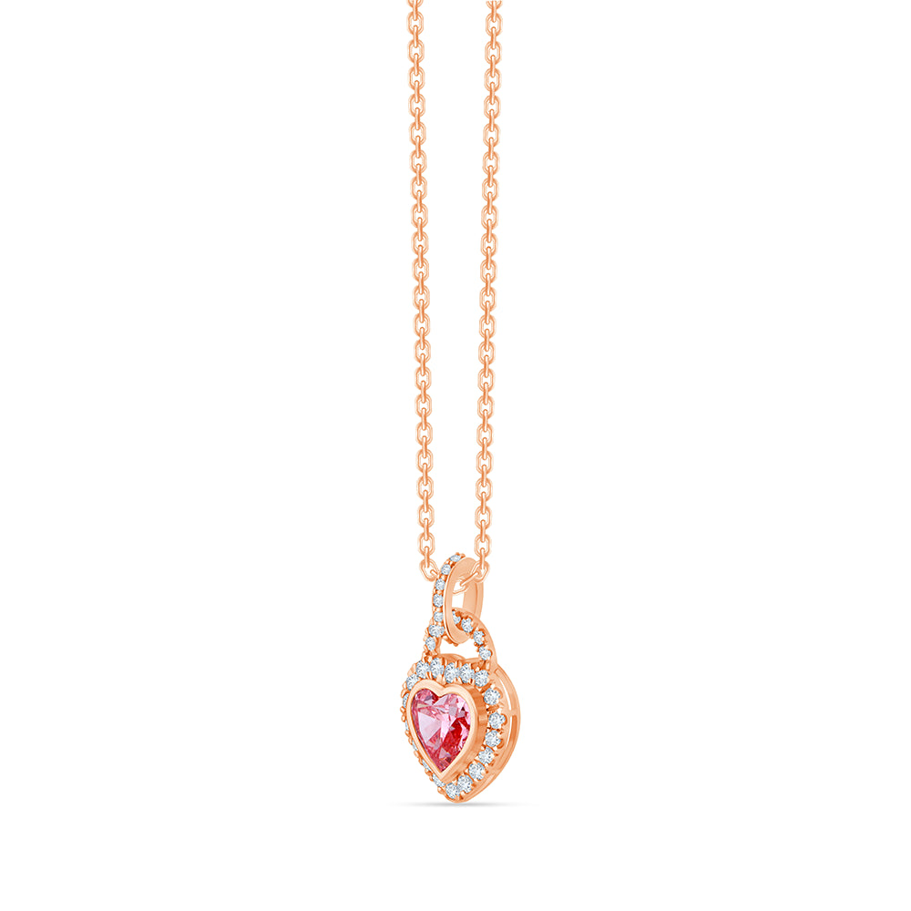 Heart Cut Pink Diamond Halo Pendant