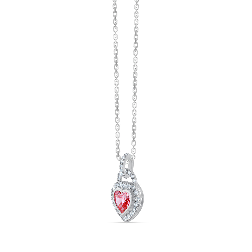 Heart Cut Pink Diamond Halo Pendant