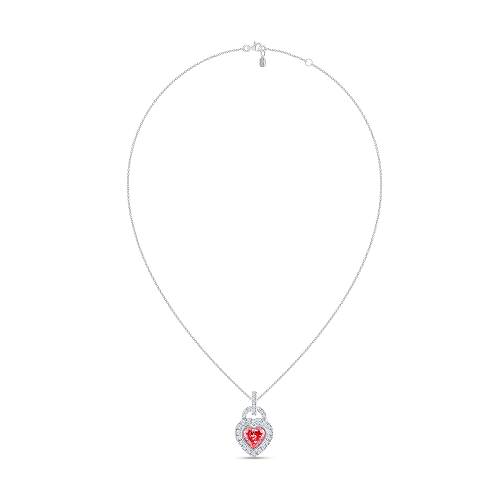 Heart Cut Pink Diamond Halo Pendant