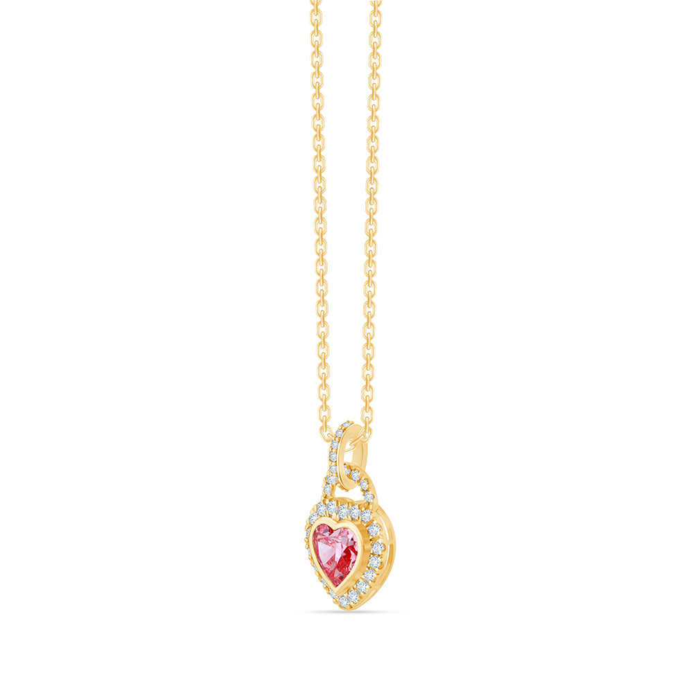 Heart Cut Pink Diamond Halo Pendant